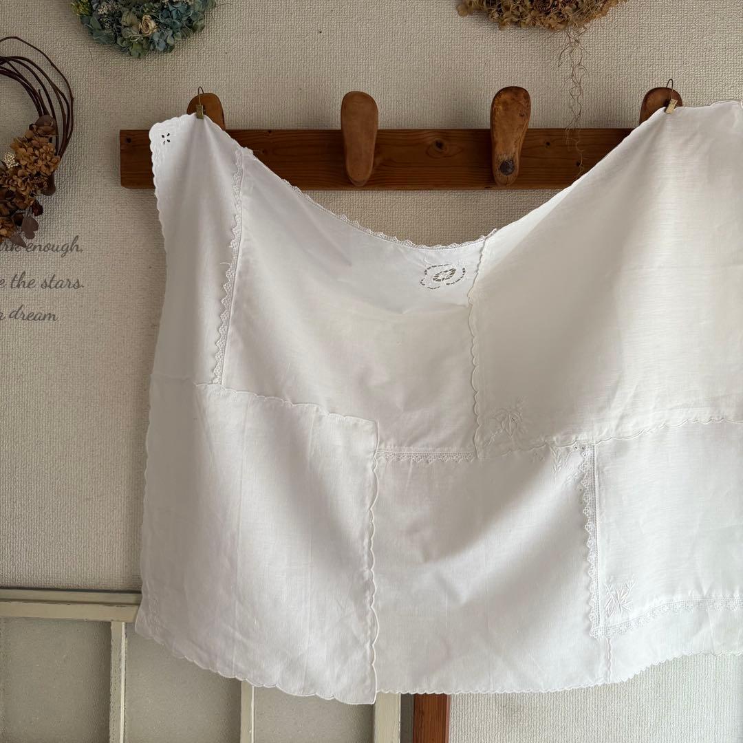 大SALE❣️フランスアンティーク花柄刺繍レースクロスカーテンஐ⑤