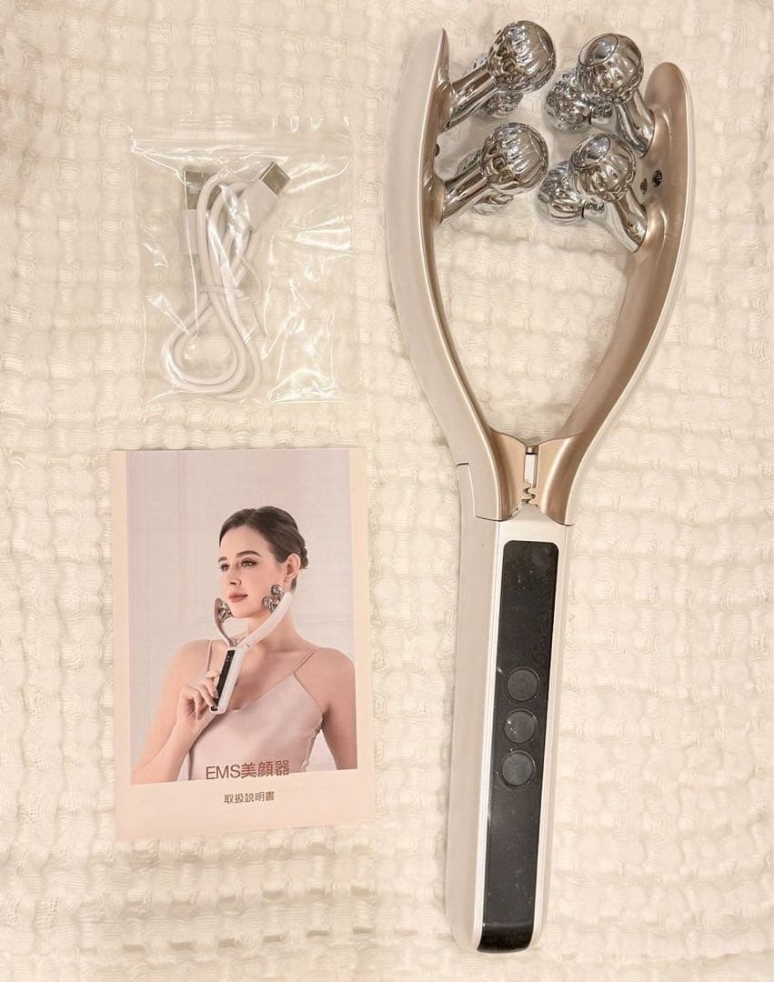 EMS美顔器 美顔ローラー 小顔 リフトケア RF 微電流 LED機能付き
