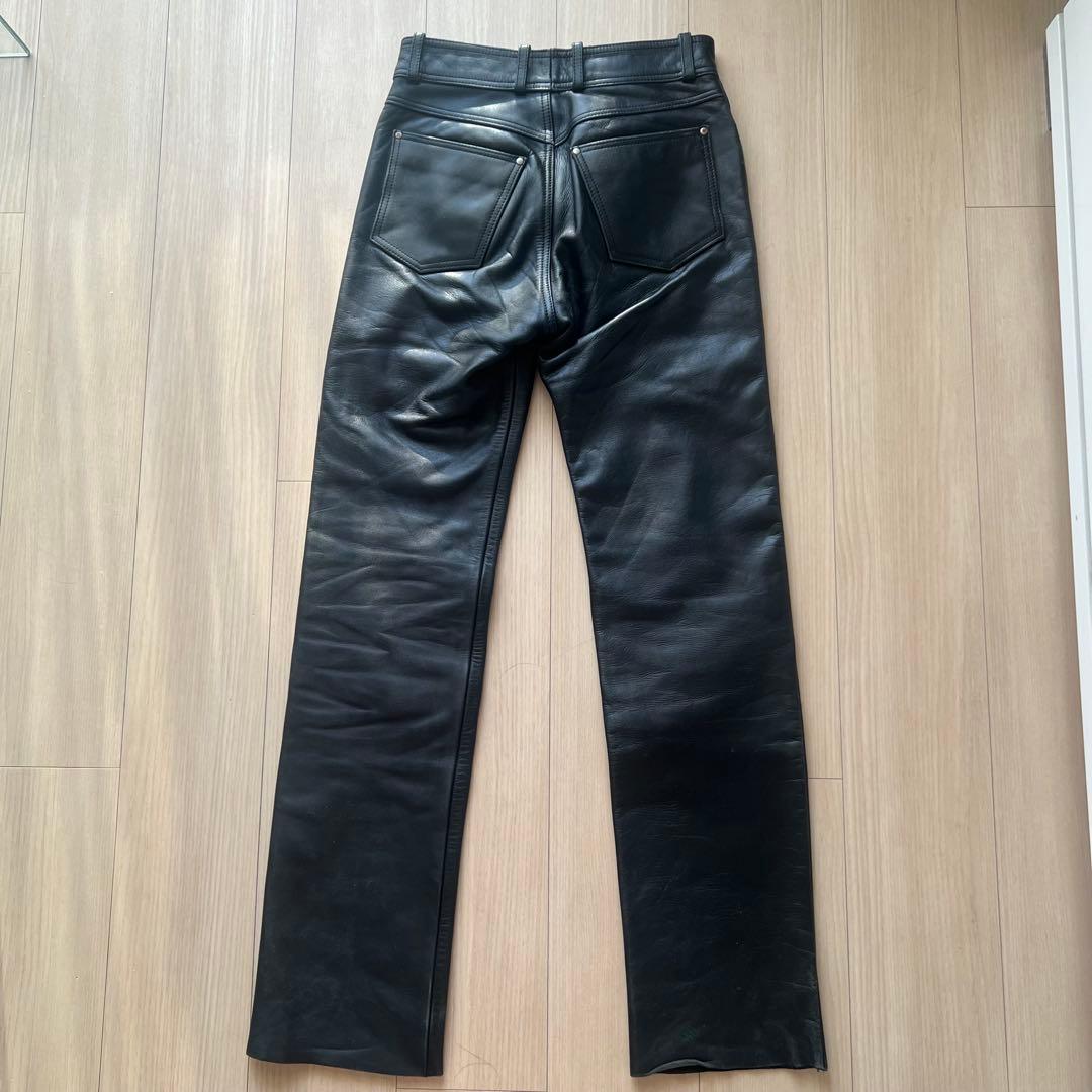 美品 ハーレーダビッドソン W28 シボ革 レザーパンツ 黒 Iライン