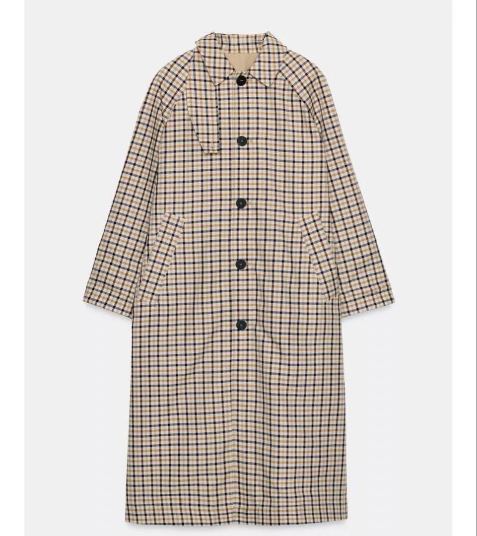 【新品未使用・完売】ZARA リバーシブルチェック柄トレンチコート　Mサイズ