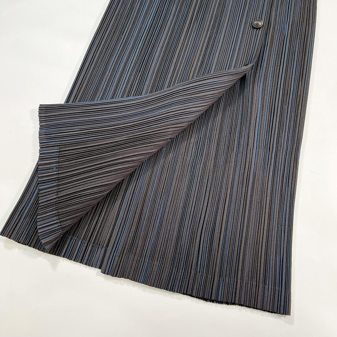 美品 ISSEY MIYAKE プリーツ ロングスカート M 黒 ストライプ