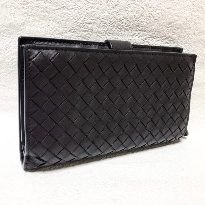 ボッテガヴェネタ　超美品　イントレチャート　レザー　がま口折り財布　ブラウン