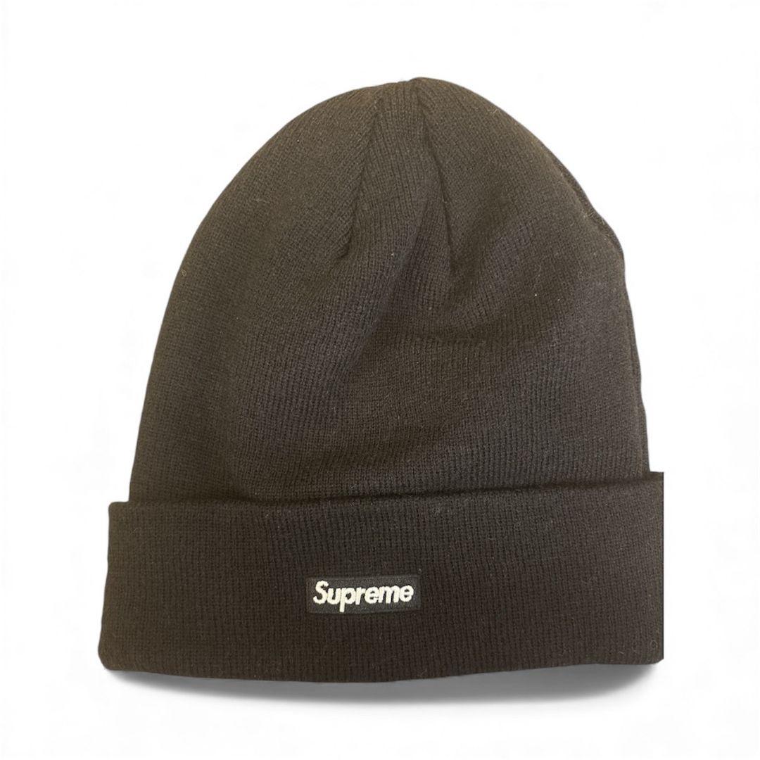 美品Supreme ブラック ニット帽 Sロゴ