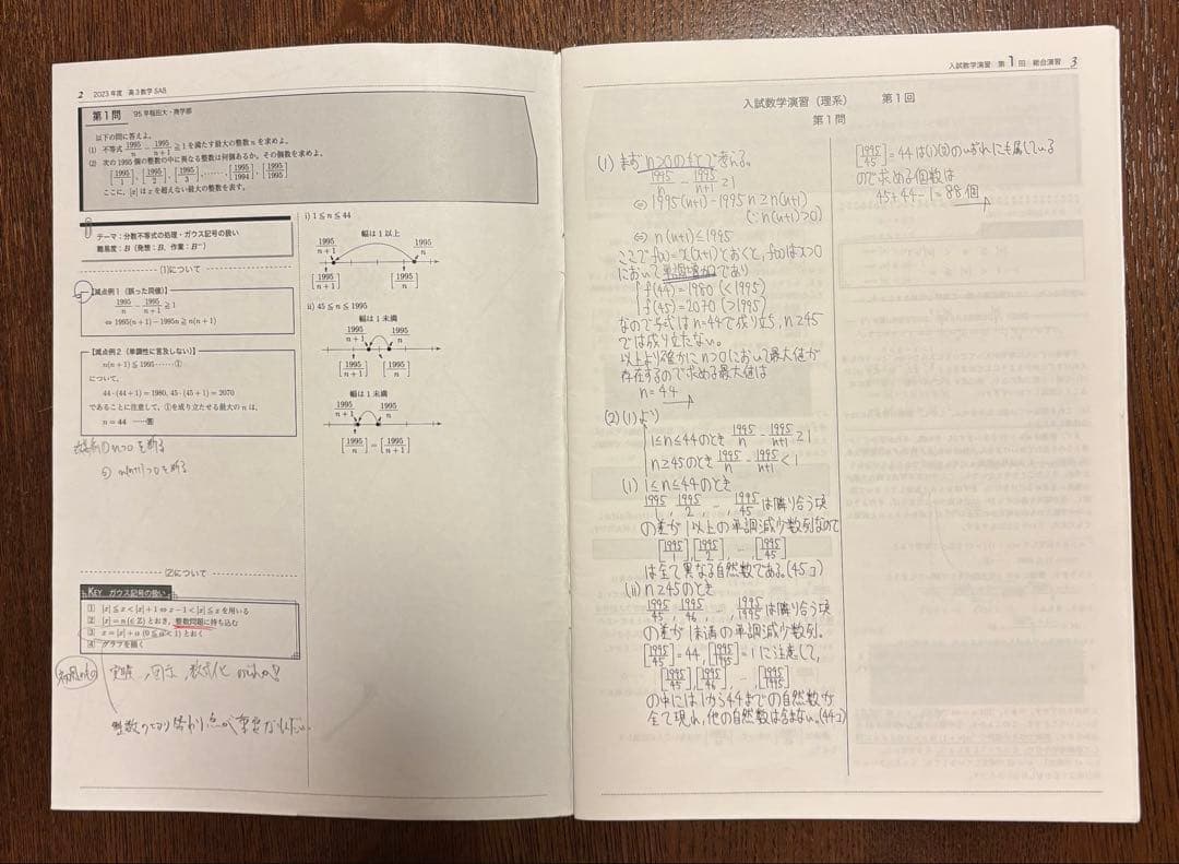 鉄緑会 高3数学 入試数学演習 授業冊子