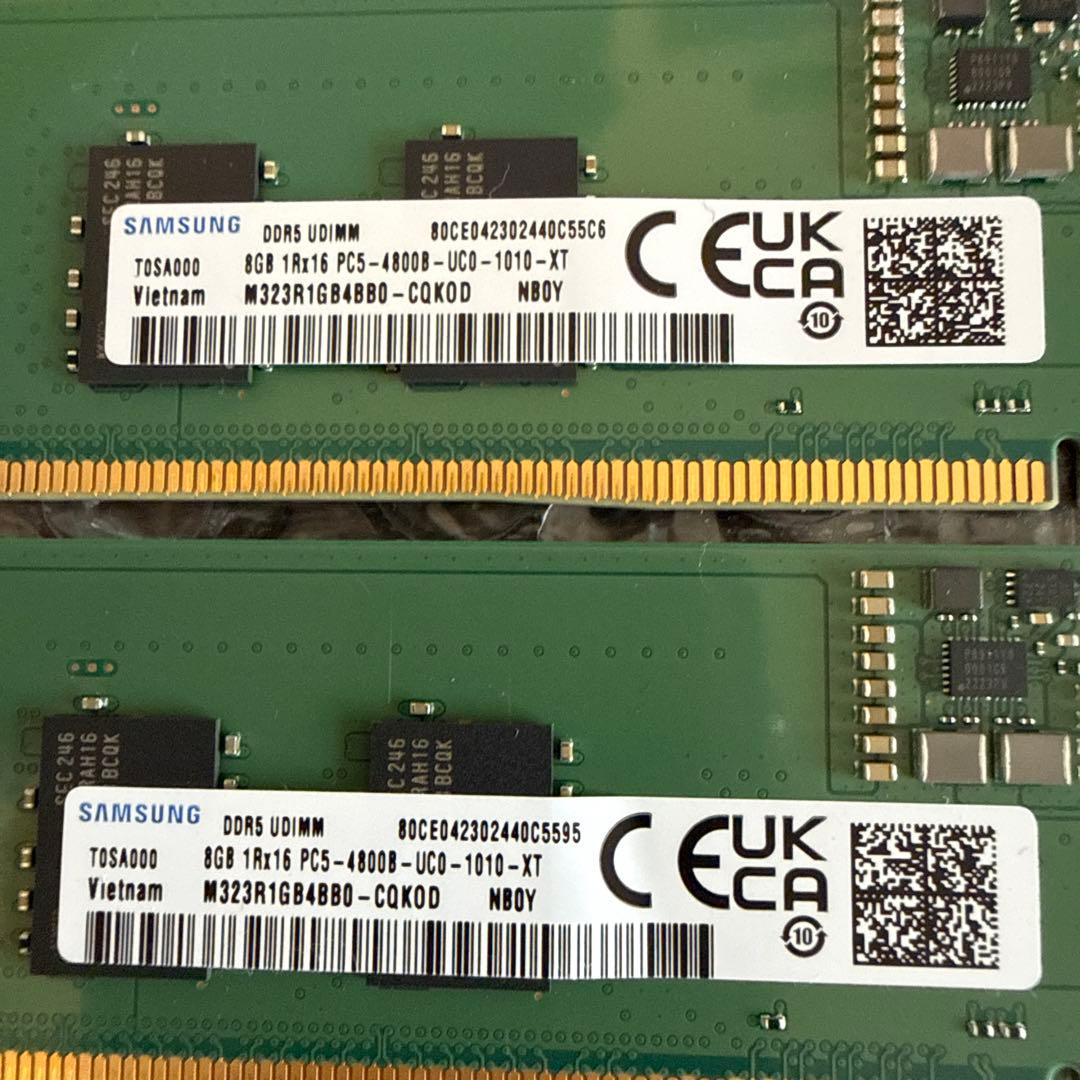 SAMSUNG DDR5-4800 16GB(8GB 2枚) メモリ