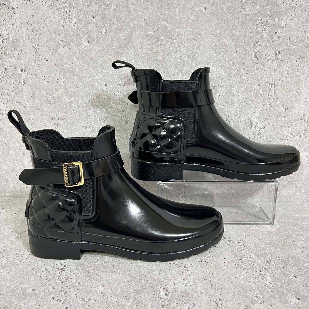 【翌日発送】極美品 ハンター サイドゴア キルティング レインブーツ 23.0