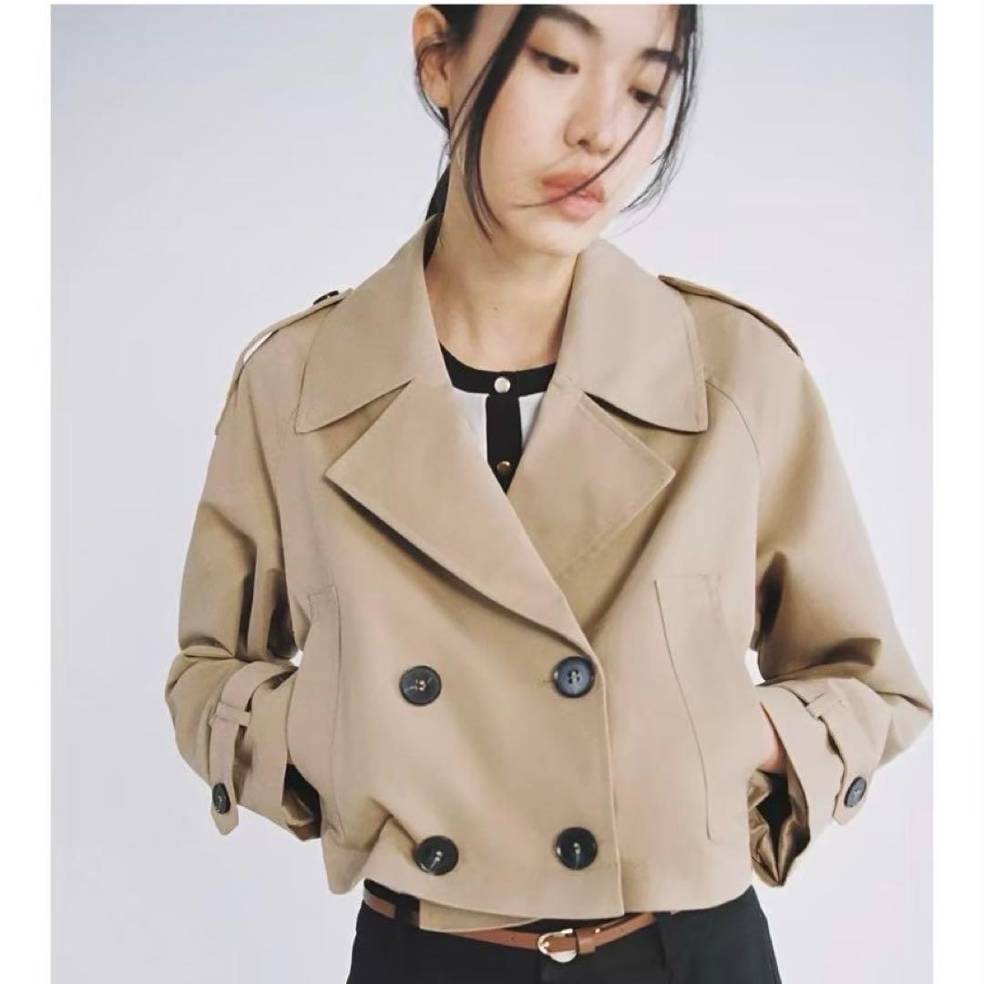 ZARA ザラ　ショートダブルブレストジャケット ベージュ　L