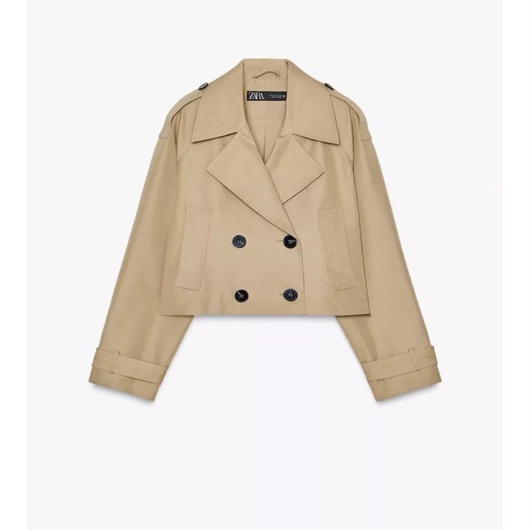 ZARA ザラ　ショートダブルブレストジャケット ベージュ　L