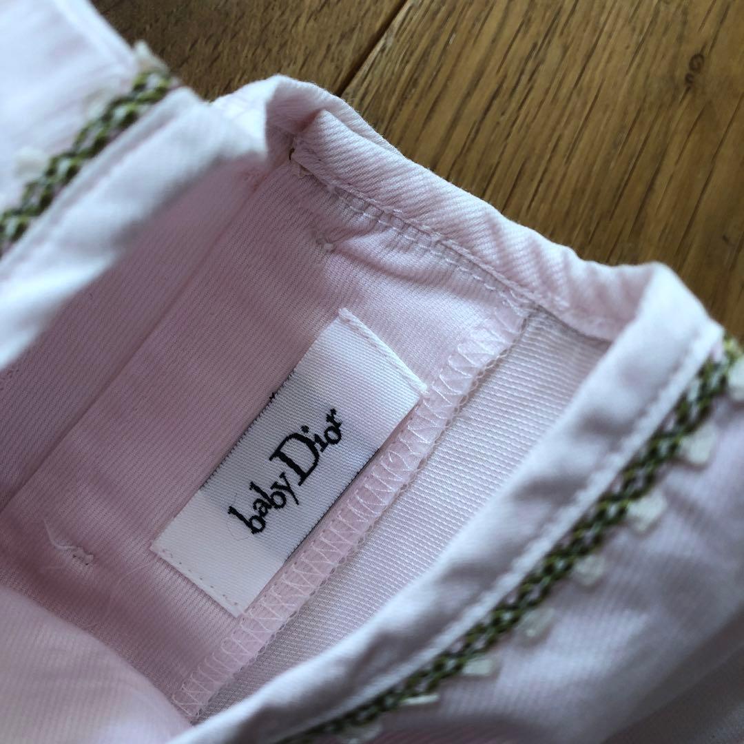 Baby Dior桜色ワンピース半袖90共布パンツ付