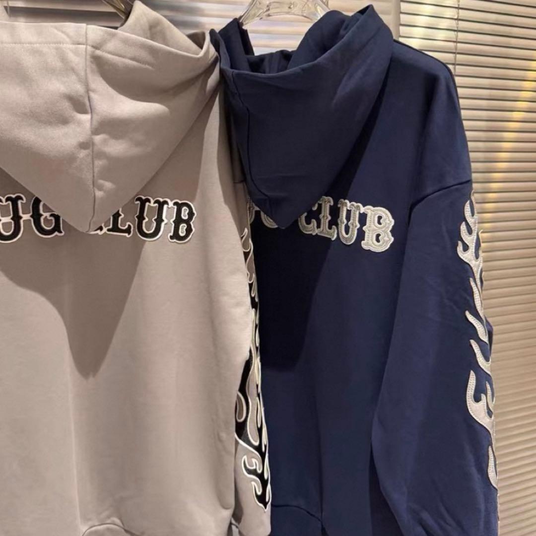 ジャケット・アウター Thug club Leather Flame Hooded Zip-Up