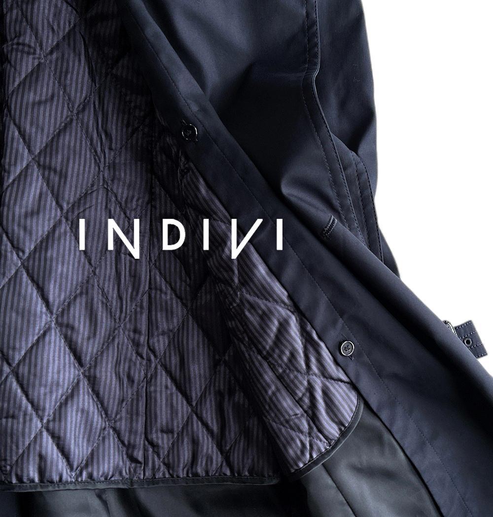 極美品 インディヴィ 防シワ 中綿ライナー付 2WAY ロングトレンチコートL