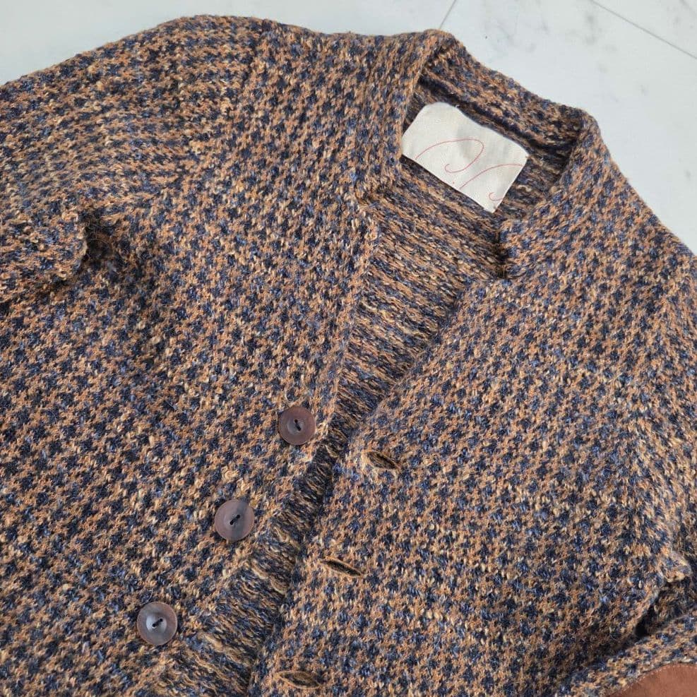 パラスパレス　ツイード　ニット　ジャケット　エルボーパッチ　ウールリネン
