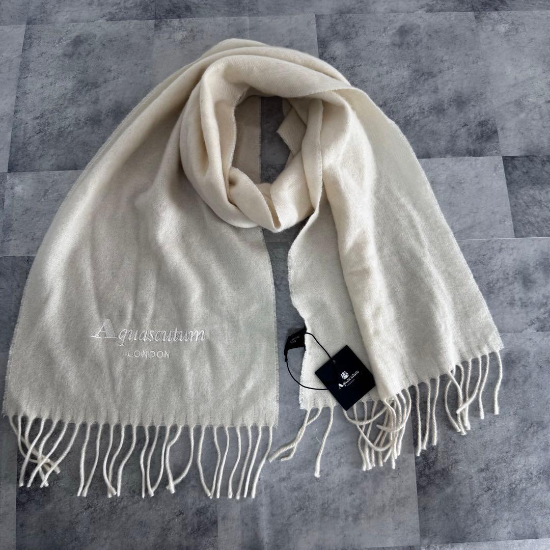 【タグ付き】Aquascutum アクアスキュータム カシミヤ100% マフラー