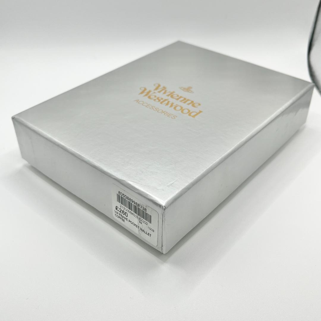 未使用 人気Vivienne Westwood 二つ折り がま口 定番 茶 金