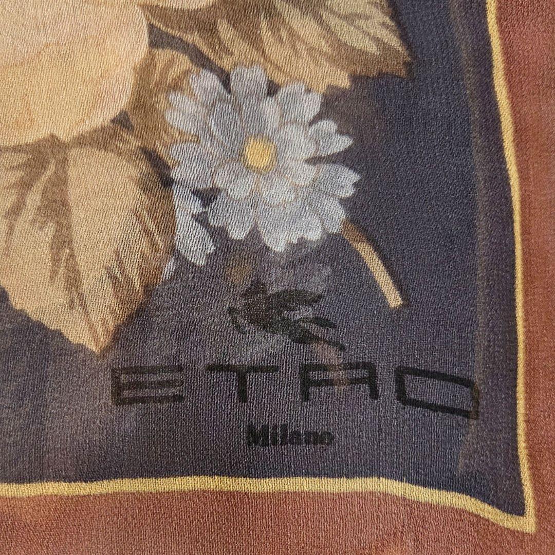 ETRO　エトロ　シルク　バラ　アンティーク　　大判ストール　アンティークローズ