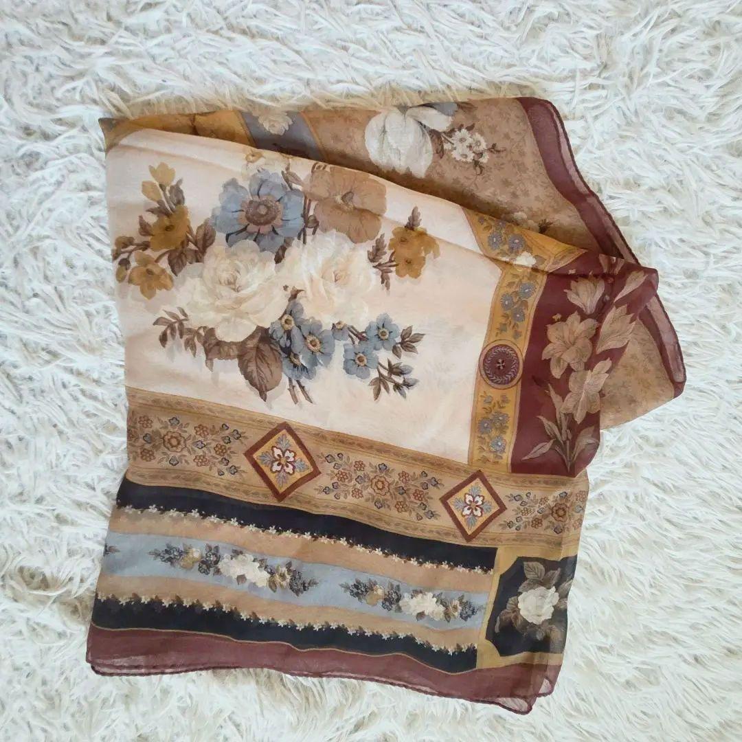 ETRO　エトロ　シルク　バラ　アンティーク　　大判ストール　アンティークローズ