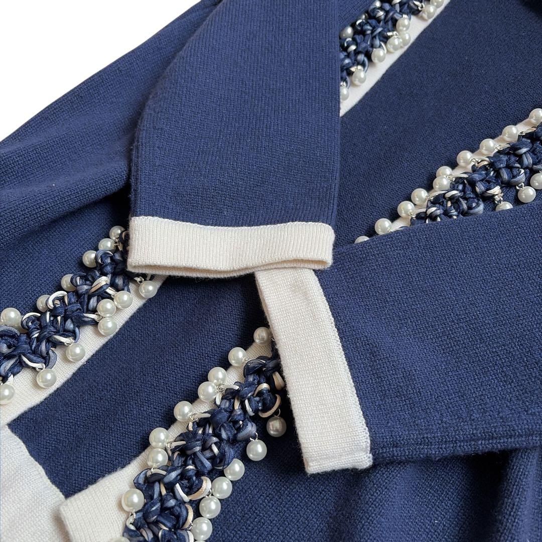 極美品 CHANEL シャネル カシミヤ100% パール カーディガン 3