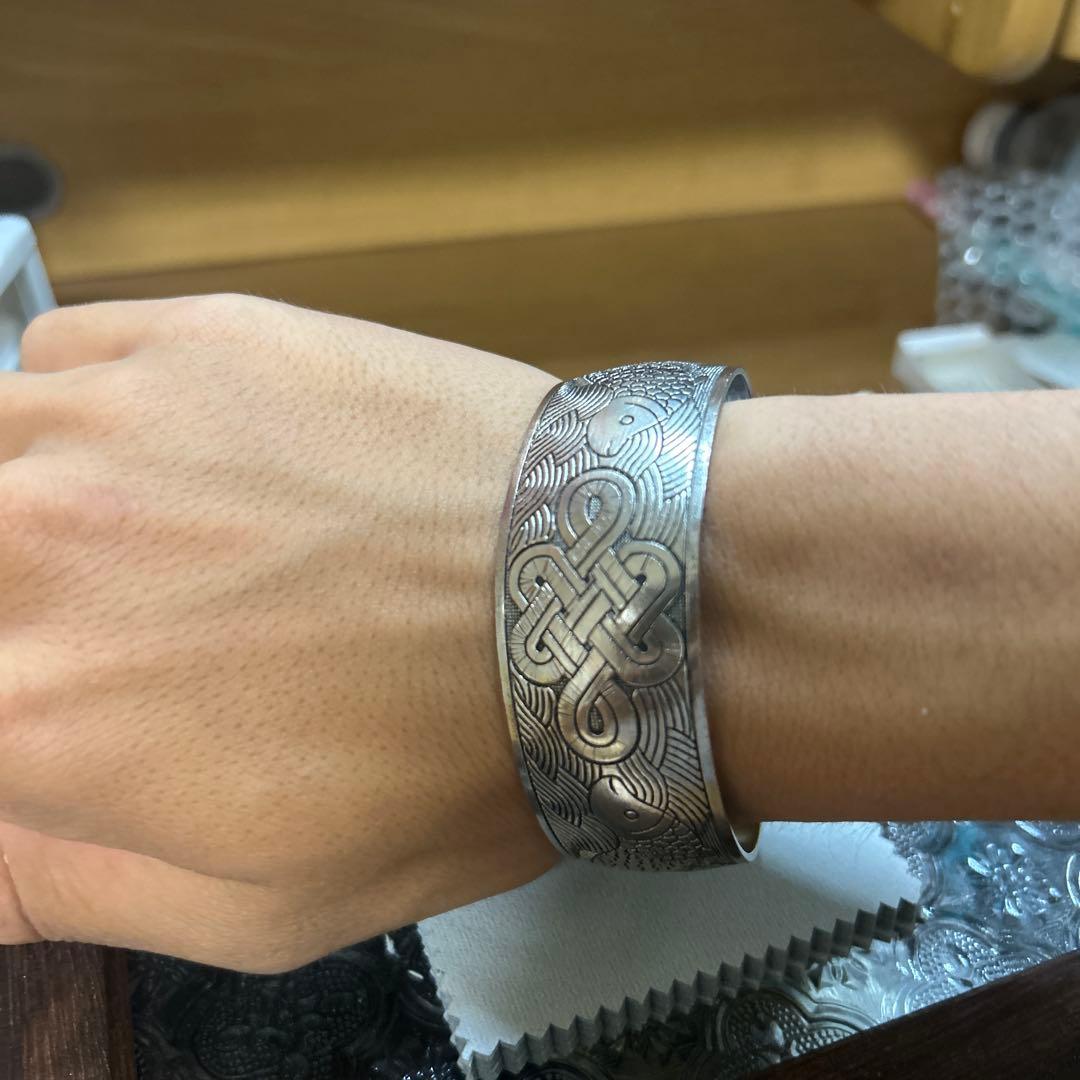 シルバー925 メキシカンジュエリー　波模様 バングル