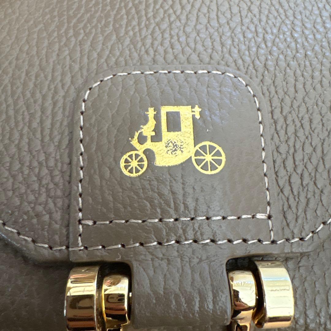 ブラウン レザー 二つ折り財布 ゴールド金具