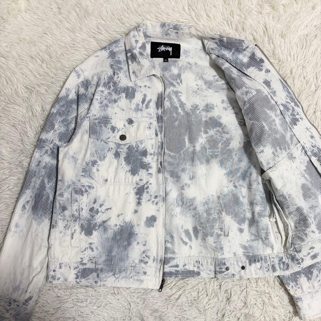 STUSSY ヒッコリーストライプ ガレージジャケット ブリーチ加工 Mサイズ