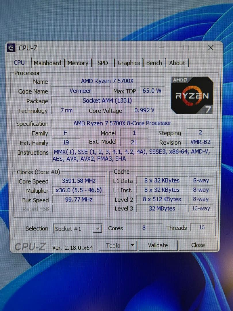 CPU Ryzen 7 5700X AMD