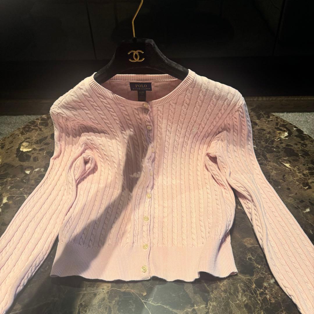 春色♡ Polo Ralph Lauren ケーブルカーディガン　ライトピンク