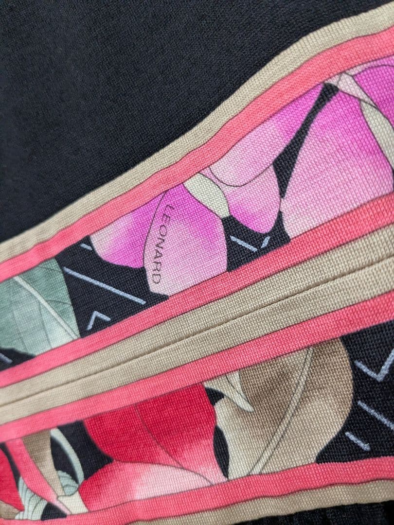 LEONARD FASHION ブラックひざ下ワンピース