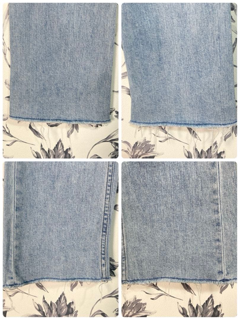 【anuans】セミフレア カットオフ デニム パンツ BLUE サイズ0