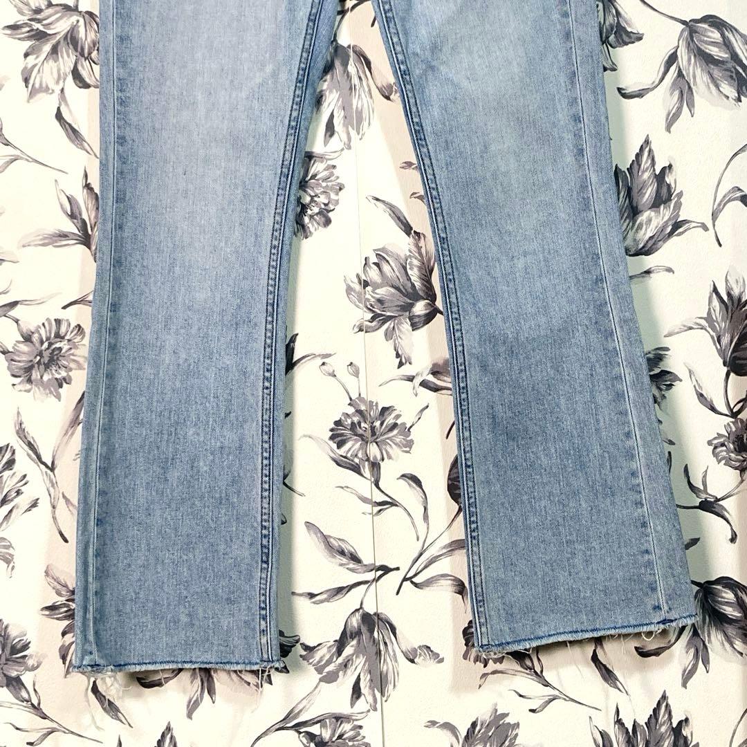 【anuans】セミフレア カットオフ デニム パンツ BLUE サイズ0