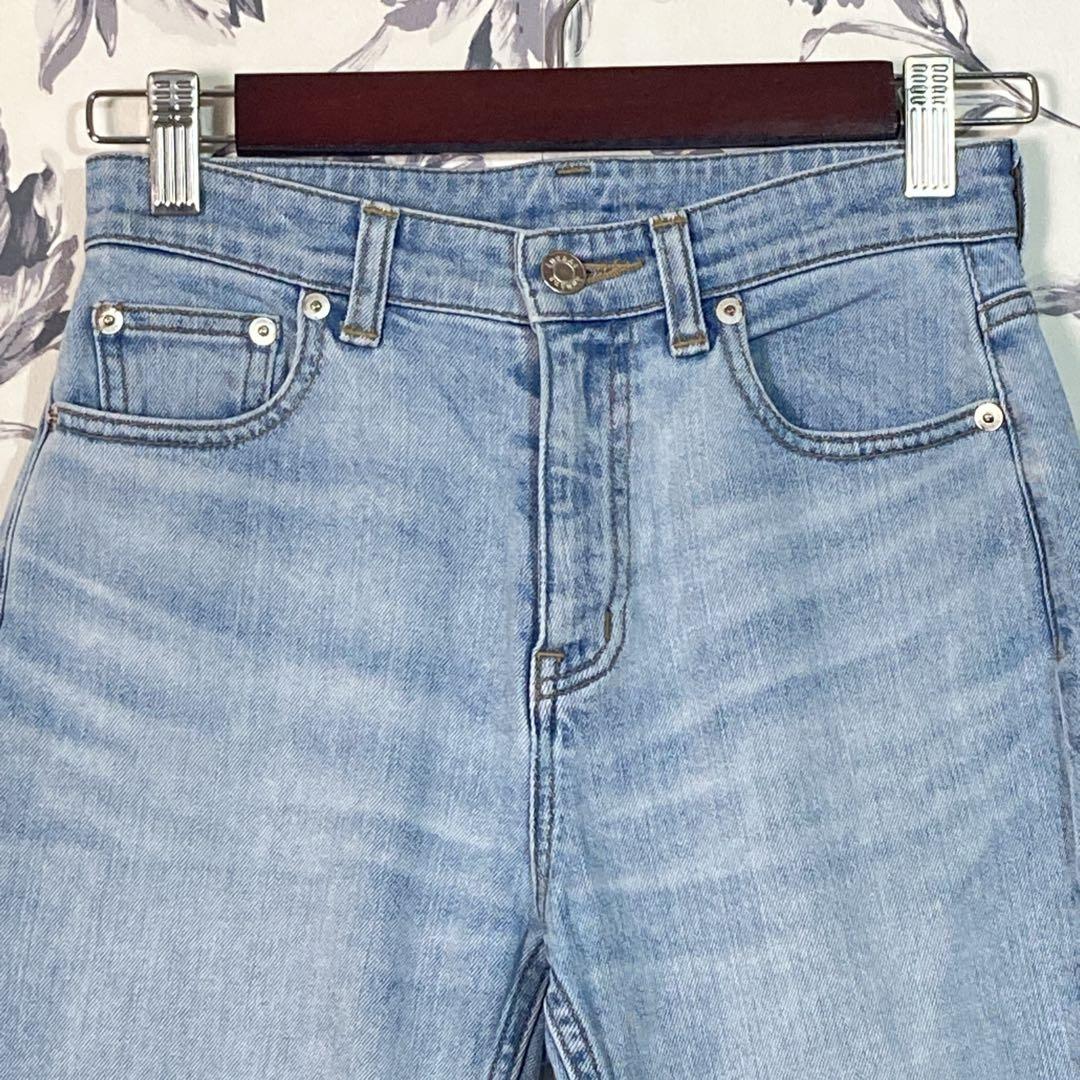 【anuans】セミフレア カットオフ デニム パンツ BLUE サイズ0