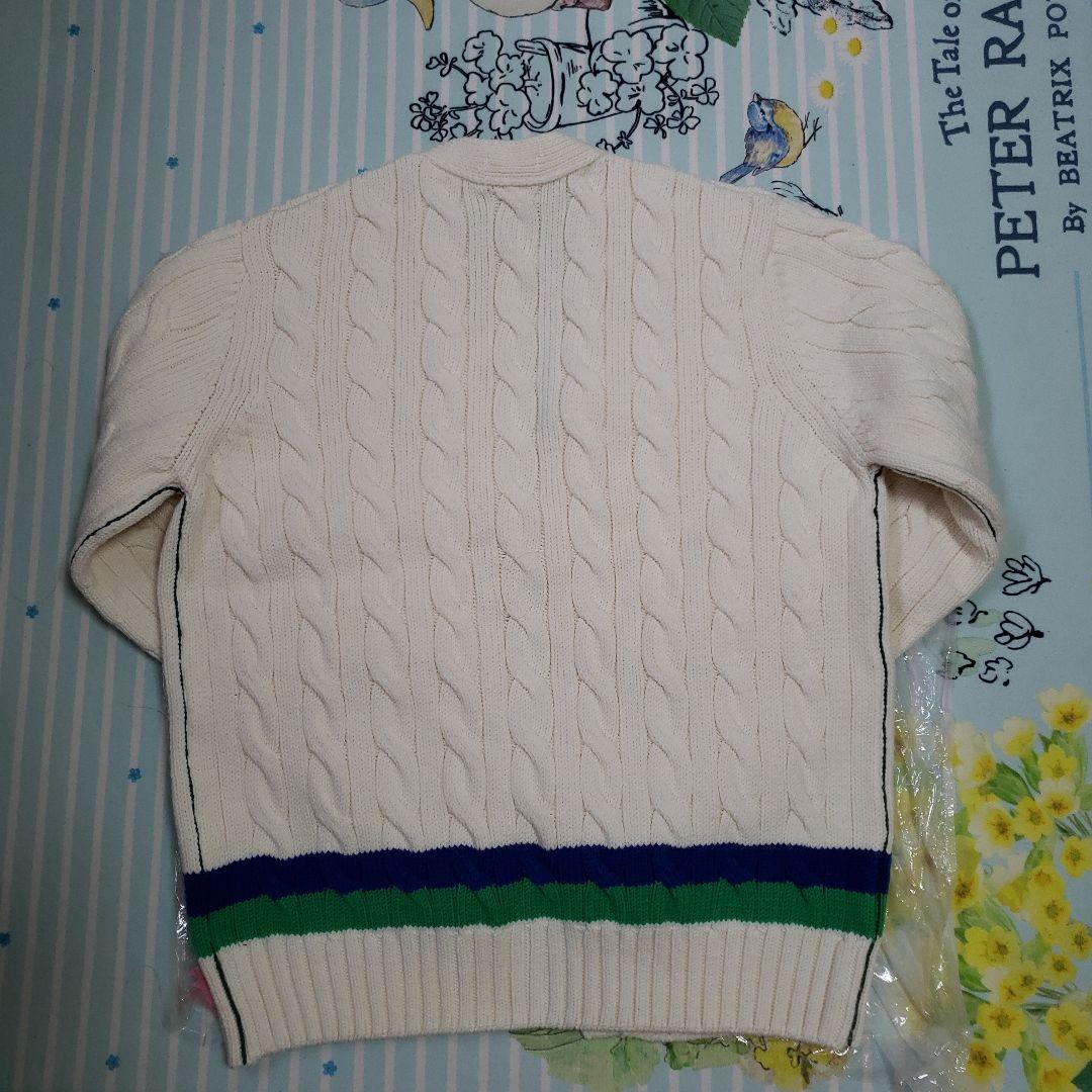 LACOSTE ケーブルニットカーディガン US S アイボリー　お値下げ。
