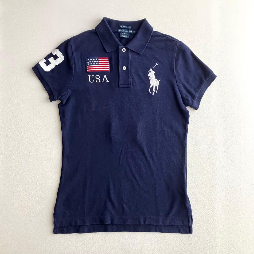 【美品】ラルフローレン ビッグポニー USA THE SKINNY POLO 紺