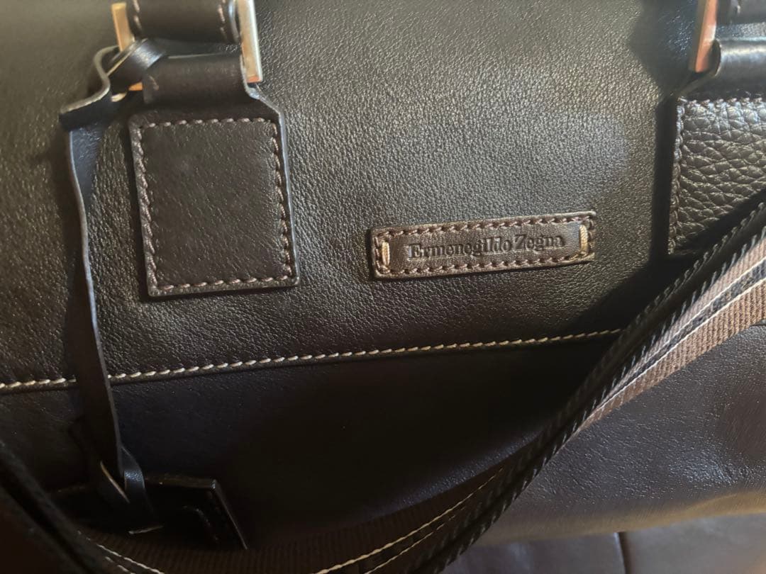 Ermenegildo Zegna ダークブラウン ボストンバッグ
