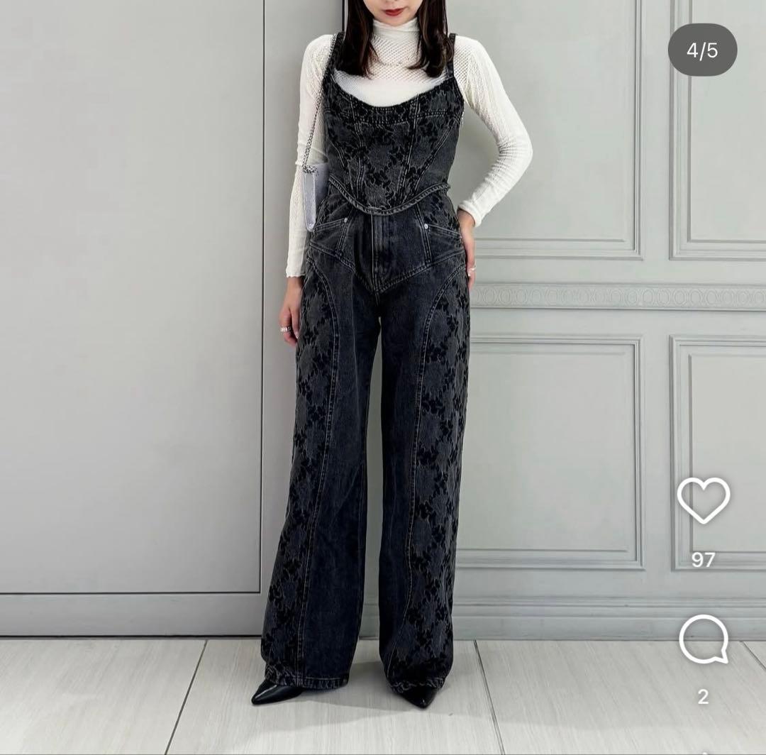 【美品】fetico flower embroidered wide jeans