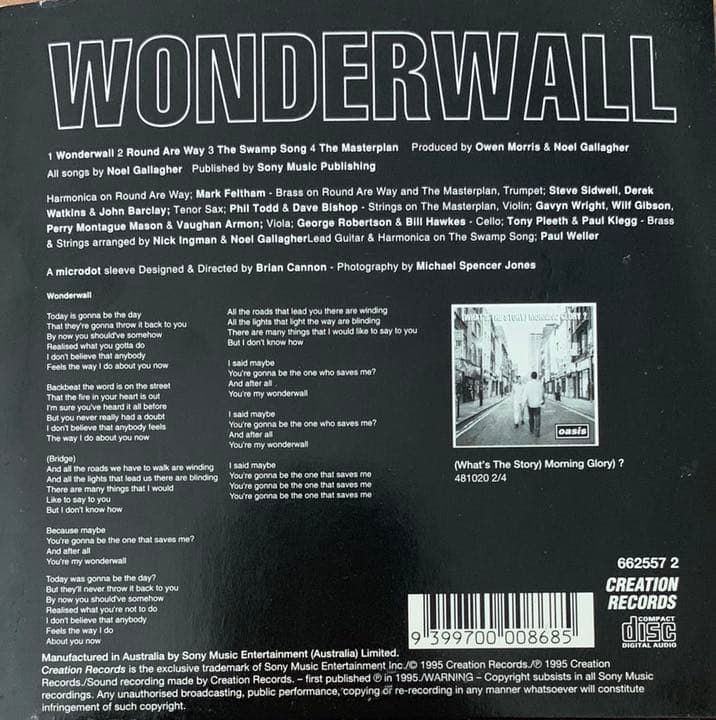 oasis wonderwall オーストラリア盤CD inc ミニポスター