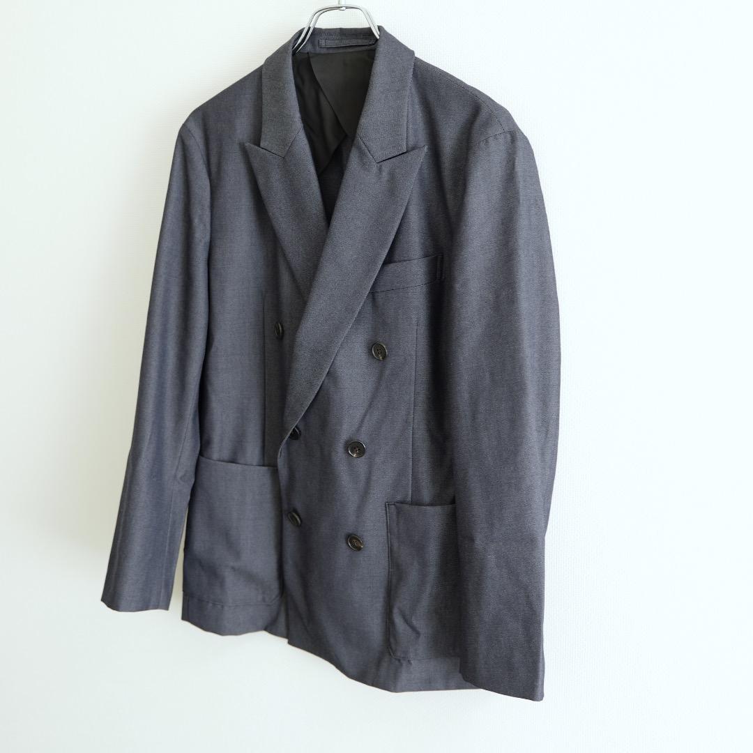 美品 CABaN ウールギャバジンツイル ダブルブレストジャケット ネイビー S
