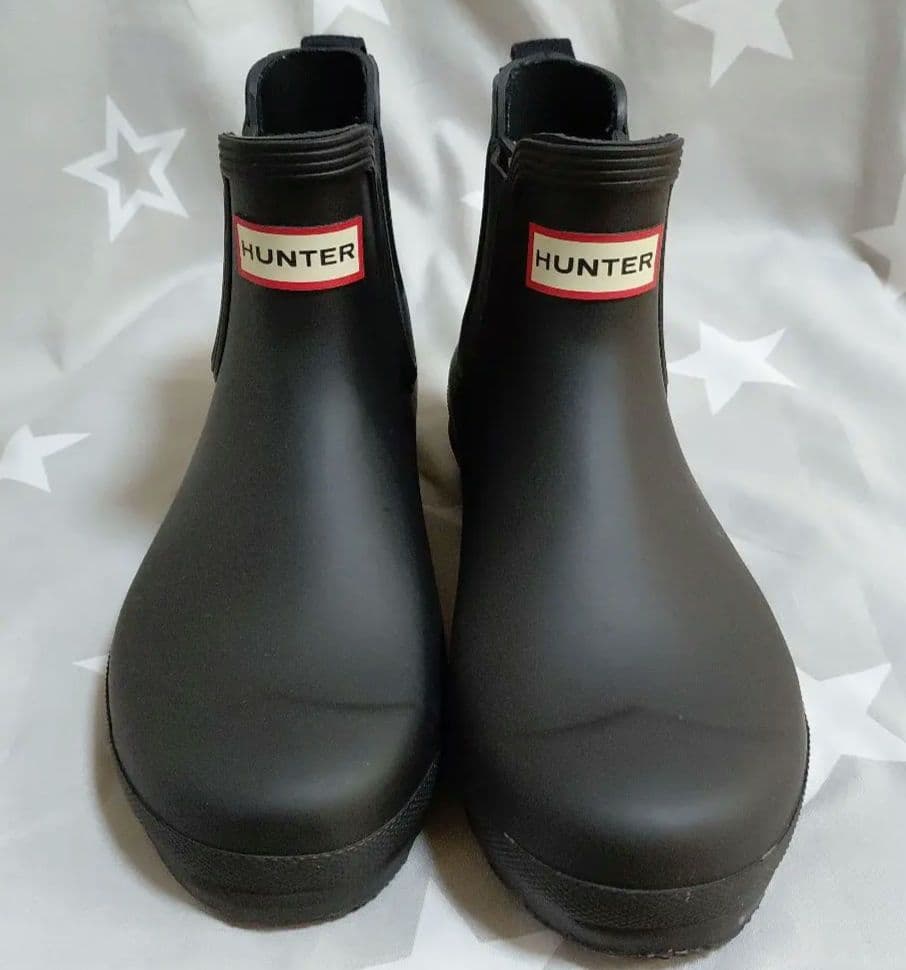 HUNTER ブラック サイドゴア レインブーツ　24.5センチ　UK6
