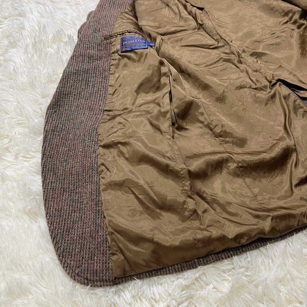 USA製✨ペンドルトン ツイードジャケット くるみボタン　スウェード切替　XL