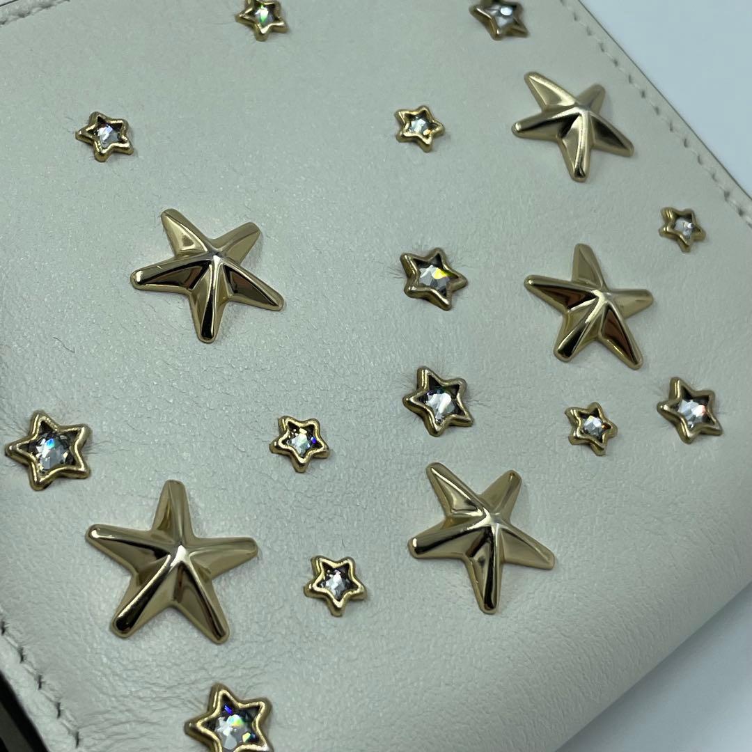 未使用✨　jimmy choo 財布　　スタッズ　レザー　ホワイト　箱付き