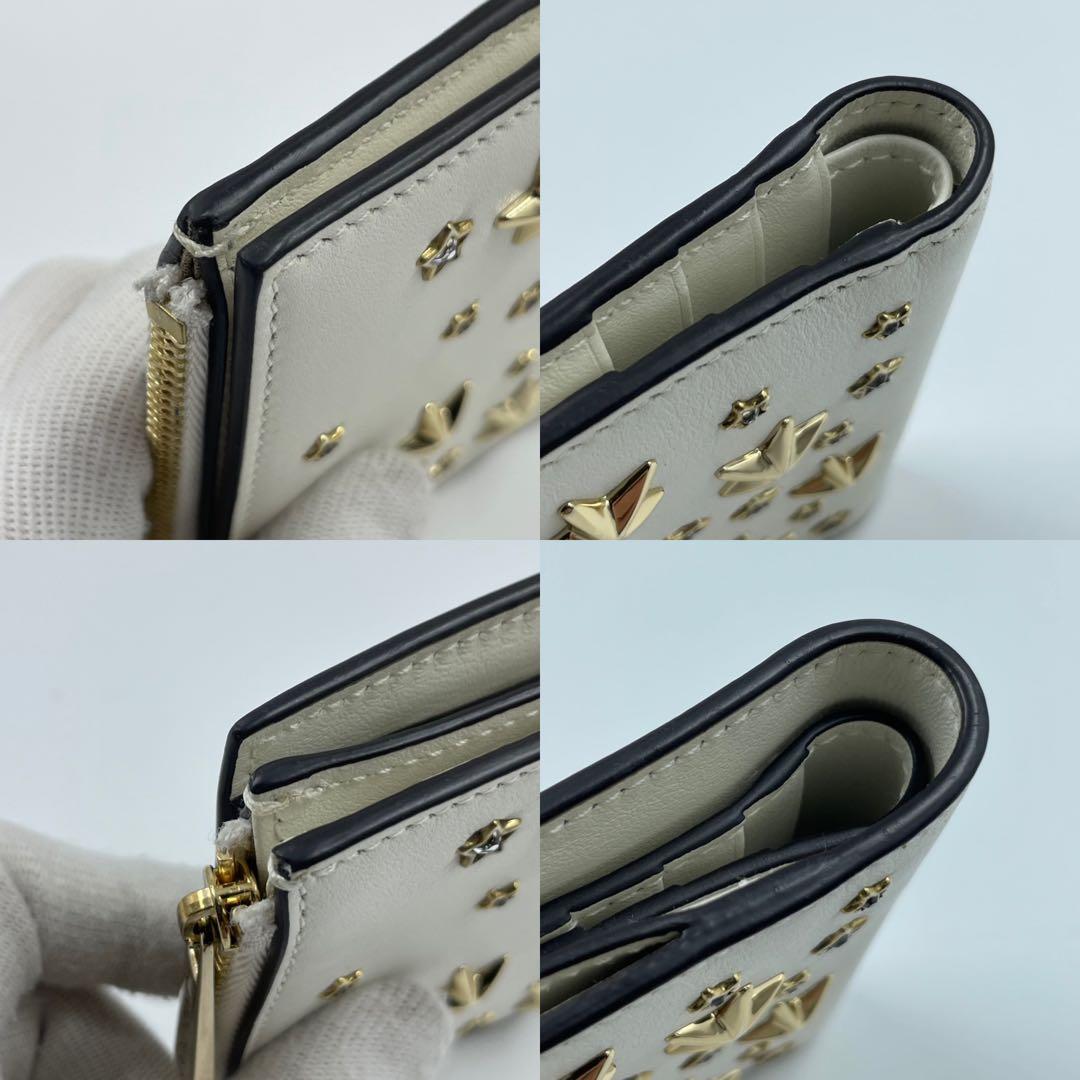 未使用✨　jimmy choo 財布　　スタッズ　レザー　ホワイト　箱付き