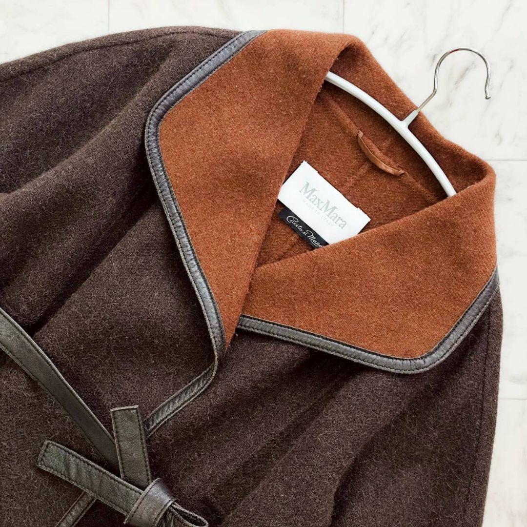 Maxmara クチートアマーノ レザー パイピング ロング コート