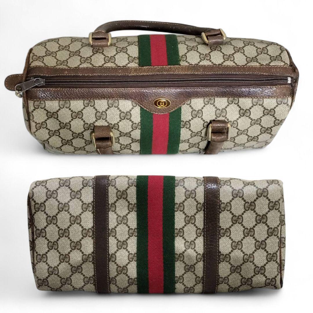 良品 GUCCI グッチ ボストンバック シェリーライン GGスプリーム PVC