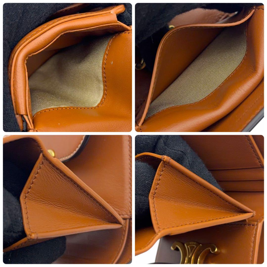 箱付き セリーヌ トリオンフ スモールフラップウォレット ブラウン 折り財布