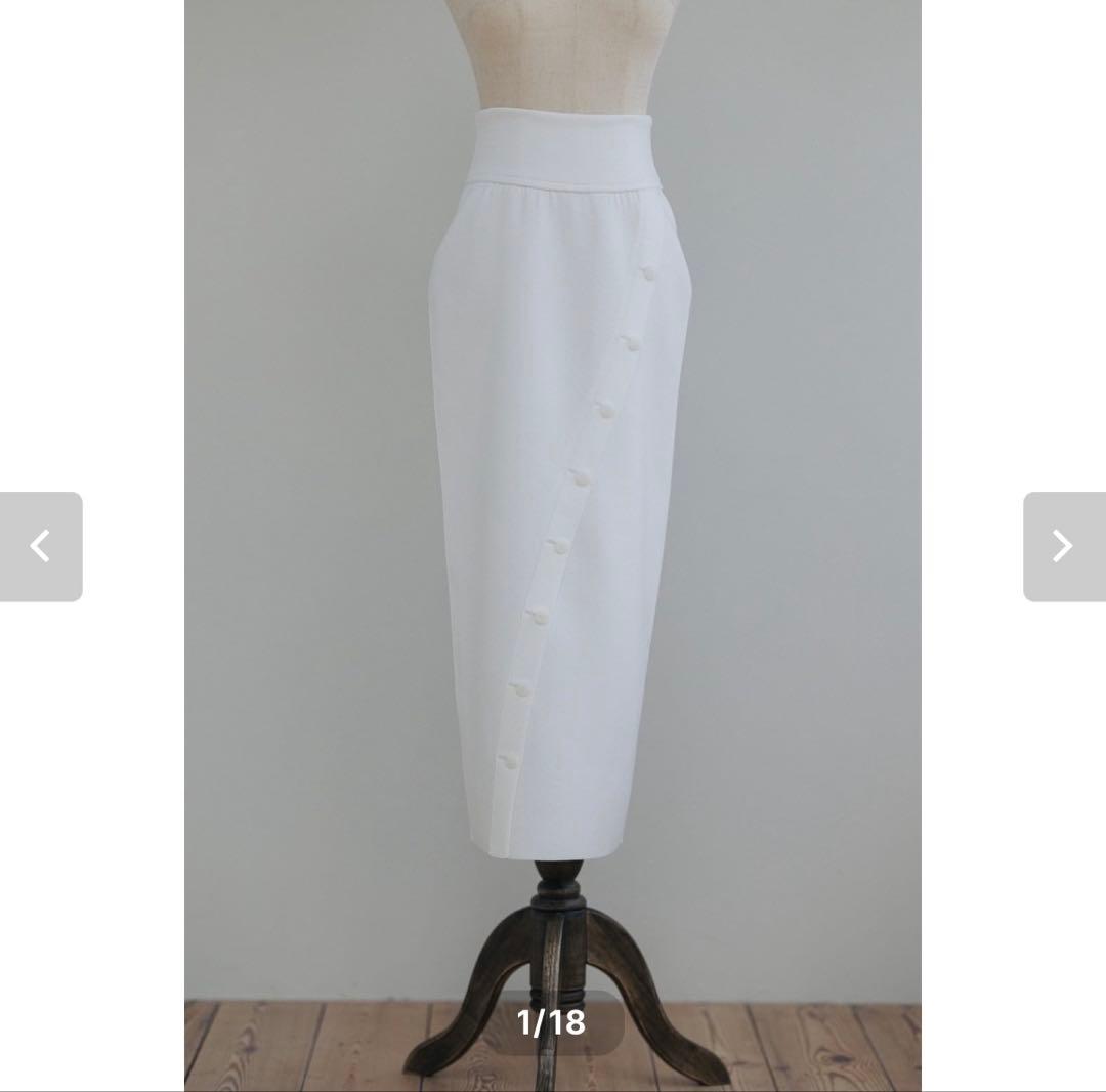 poisポワ button line skirt ホワイト Ｓ