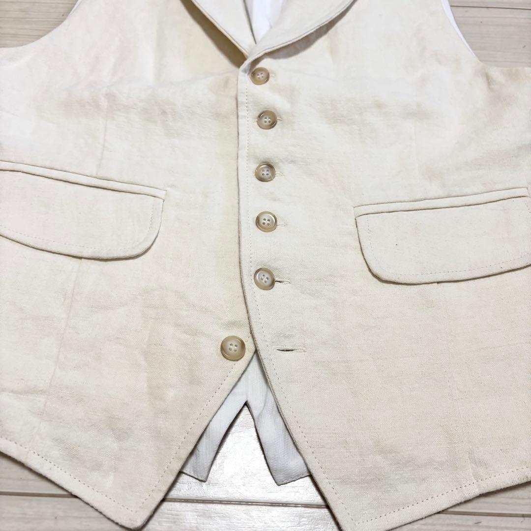 美品 FORTELA フォルテラ リネン 麻 ショールカラー ベスト ジレ 46