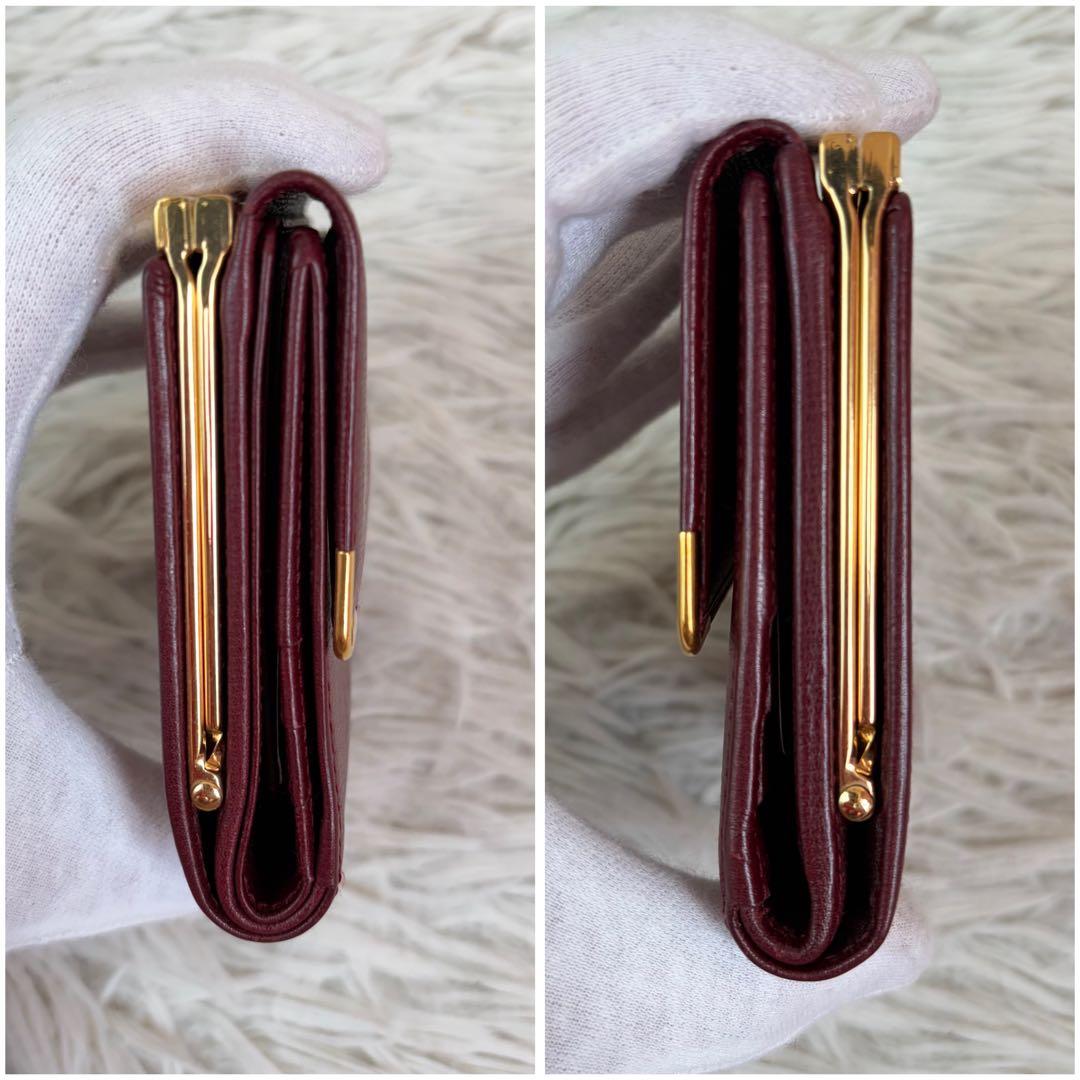 新品未使用/付属品完備✨Cartier 三つ折り財布 がま口 金具 ボルドー