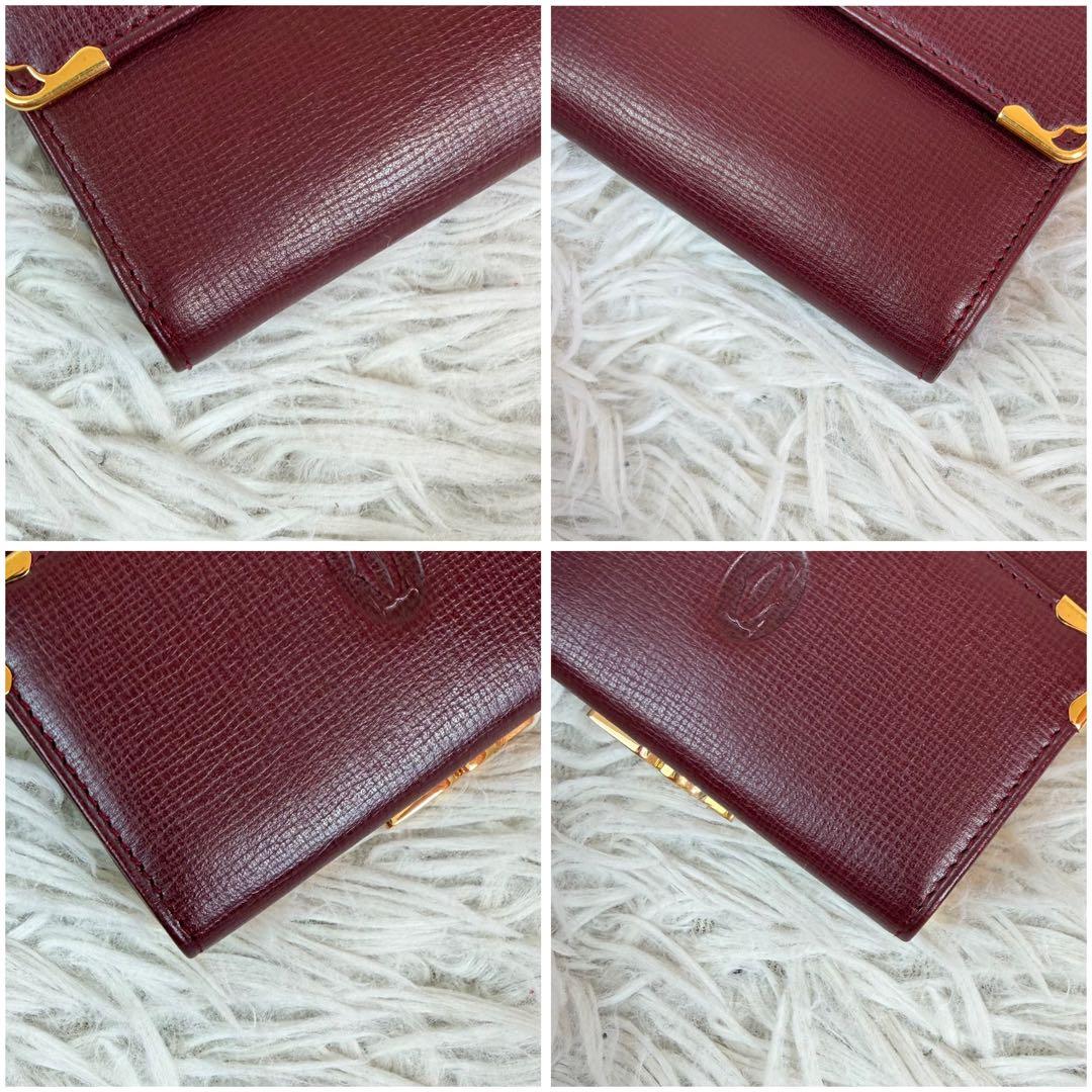 新品未使用/付属品完備✨Cartier 三つ折り財布 がま口 金具 ボルドー