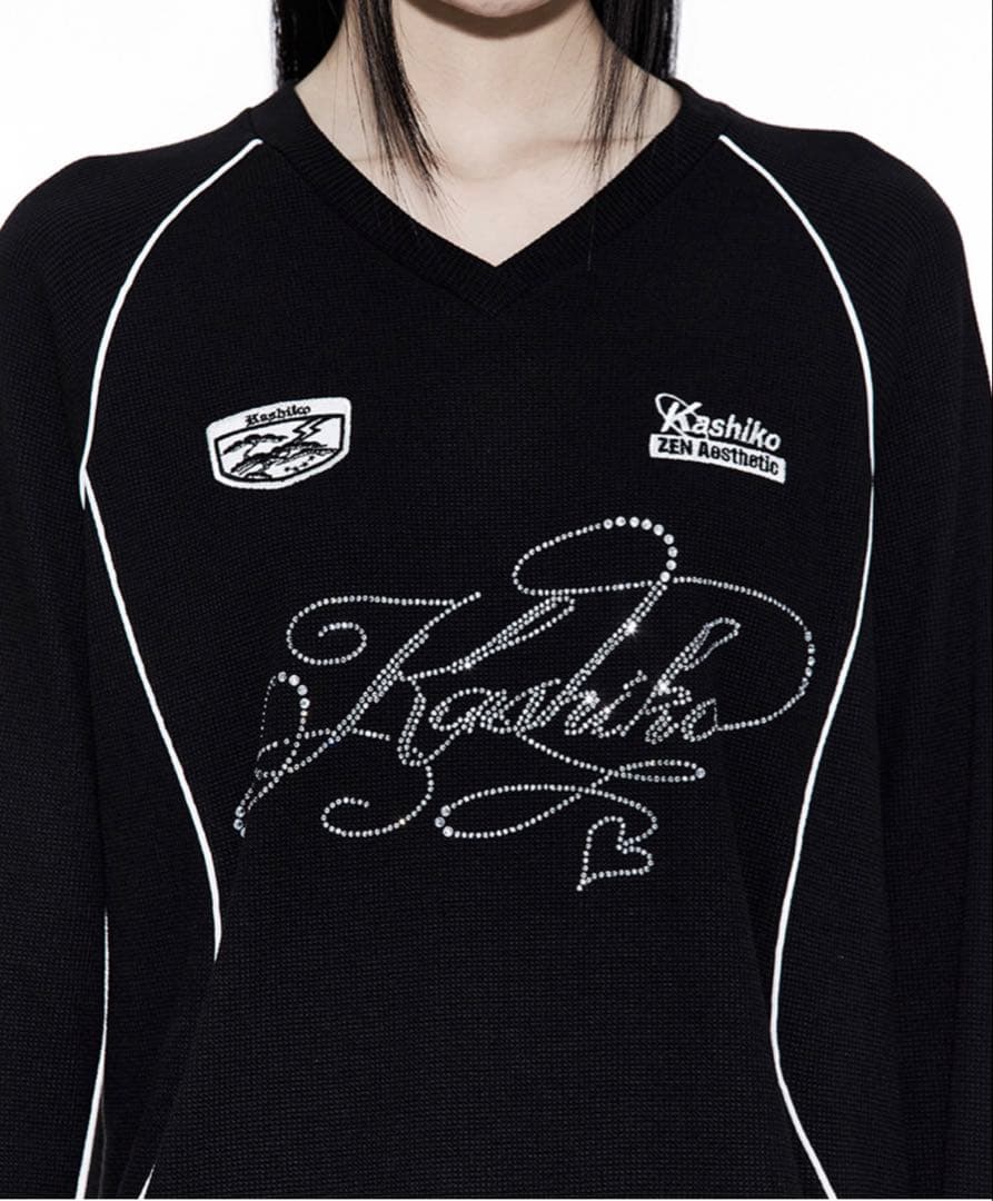 kashiko Waffle Rugby Tee Black ブラック
