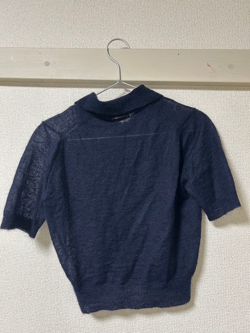 AURALEEネイビー 半袖ポロシャツ