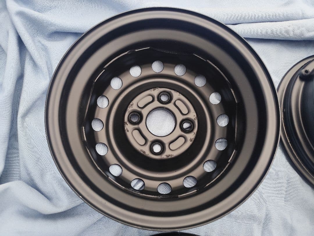 12×4.00B　スチールホイール4枚PCD1004穴　自家塗装品艶消しブラック
